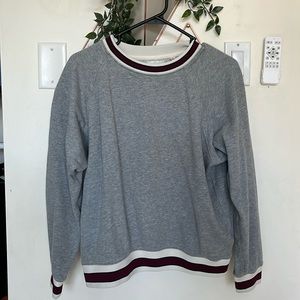 Medium Little Moon (Aritzia) grey with maroon detail sweatshirt